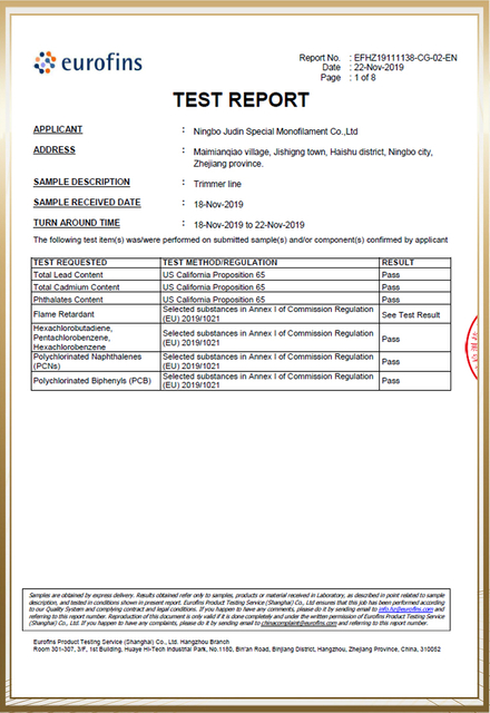 Certificate-eurofins